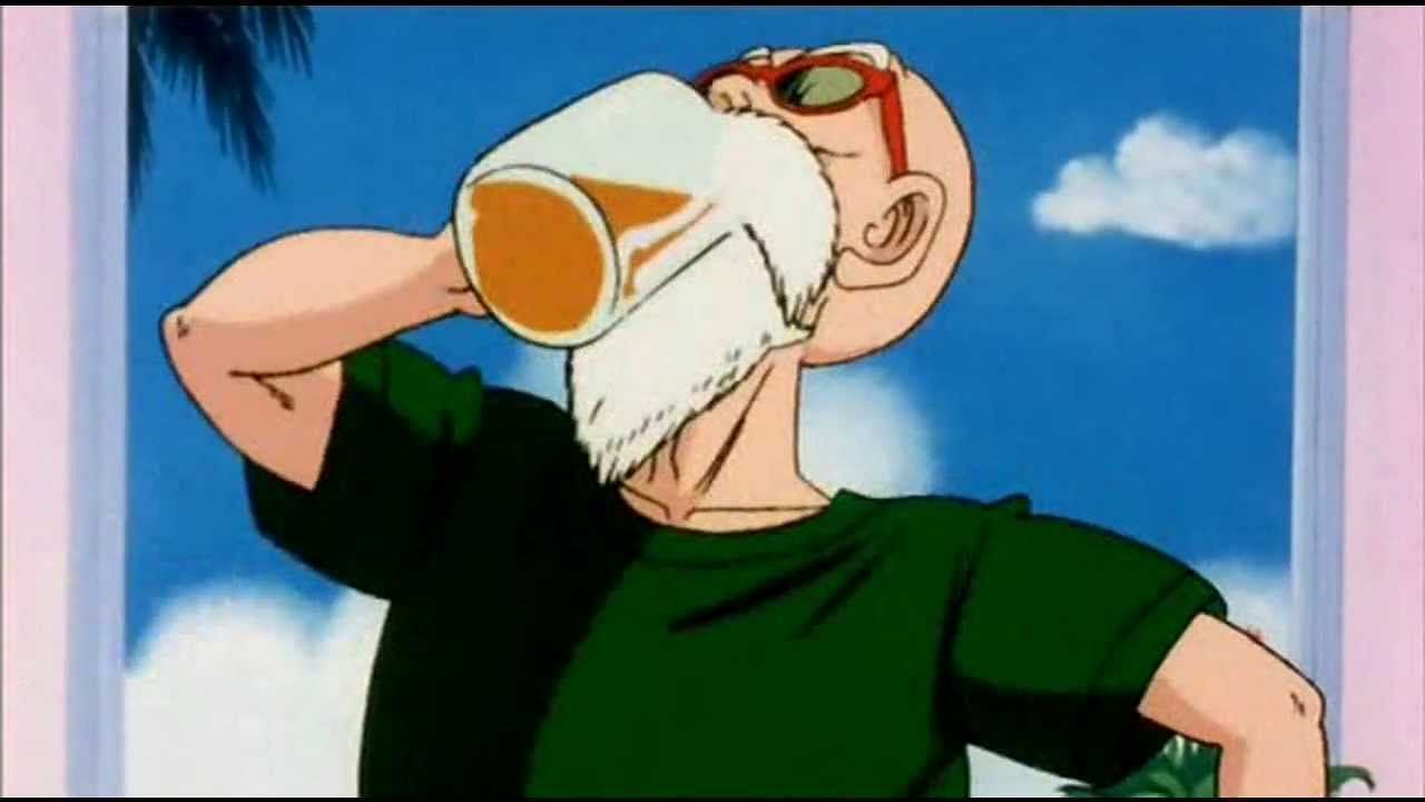 Master Roshi seen drinking beer in the original Japanese version (Image via Toei Animation)