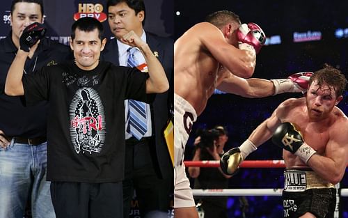 Marco Antonio Barrera (L) has given his thoughts on Canelo Alvarez vs. Gennadiy Golovkin (R)