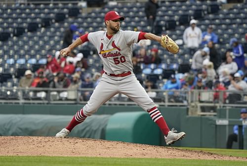 Adam Wainwright pitches during a St. Louis Cardinals v Kansas City Royals game earlier this week.