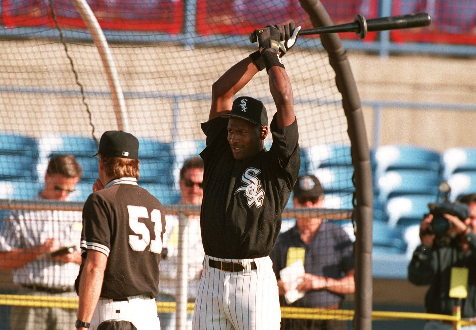 Michael Jordan playing baseball in the minor league.