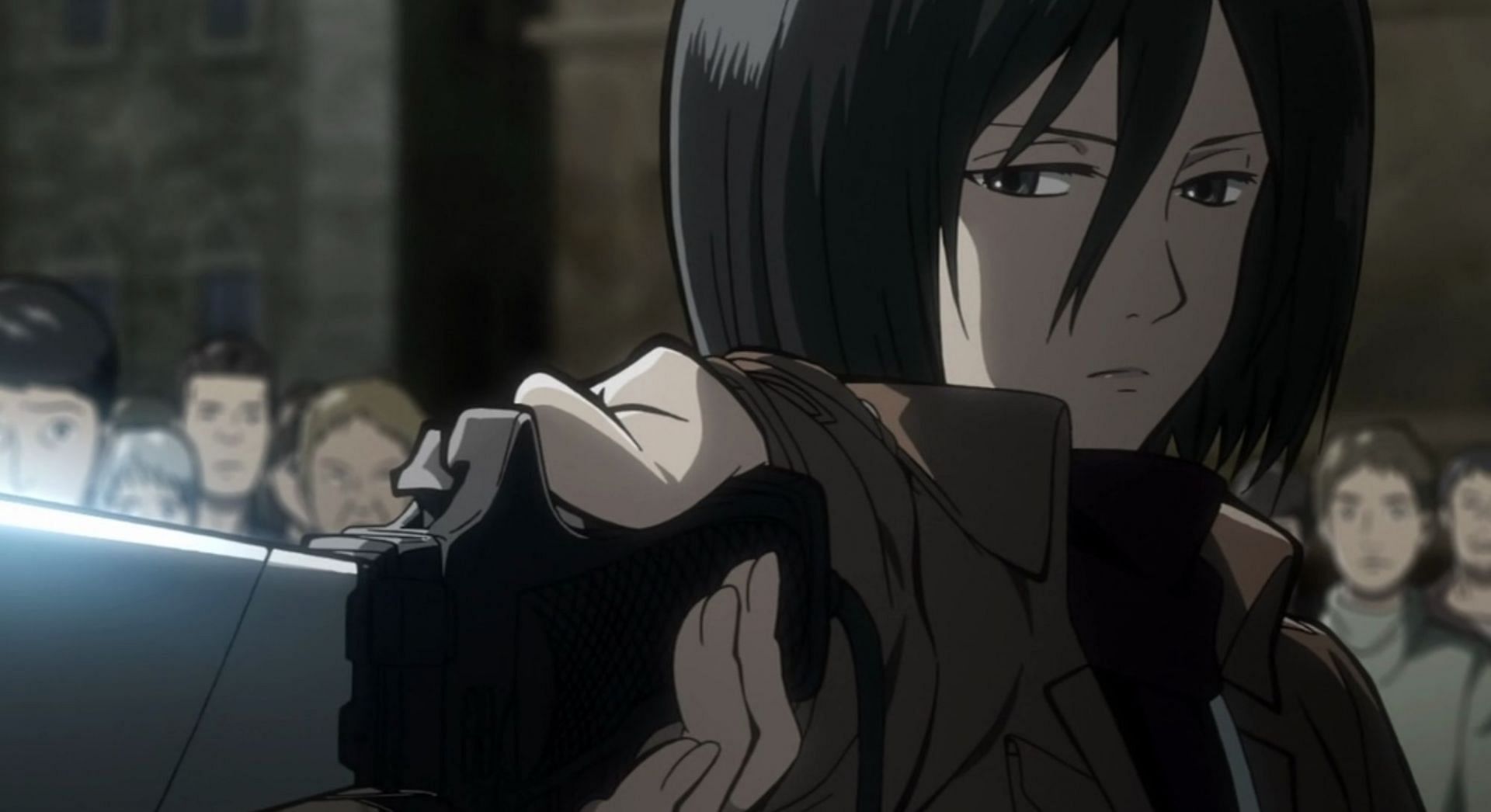 Mikasa Ackerman, in attack on Titan (image via Studio MAPPA)