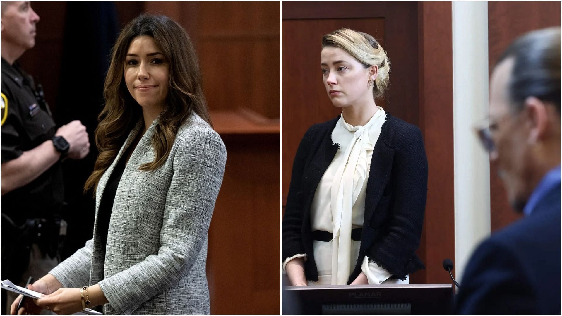 Camille Vasquez and Amber Heard in the court (Image via Brendan Smialowski/Pool/AFP/Getty Images, and Jim Lo Scalzo/AFP/Getty Images)