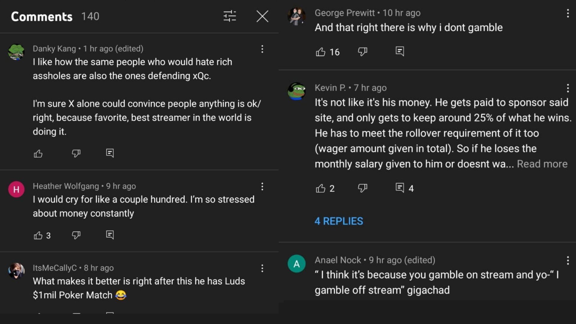 YouTube comments under the clip 1/2 (Image via PokimaneToo/YouTube)