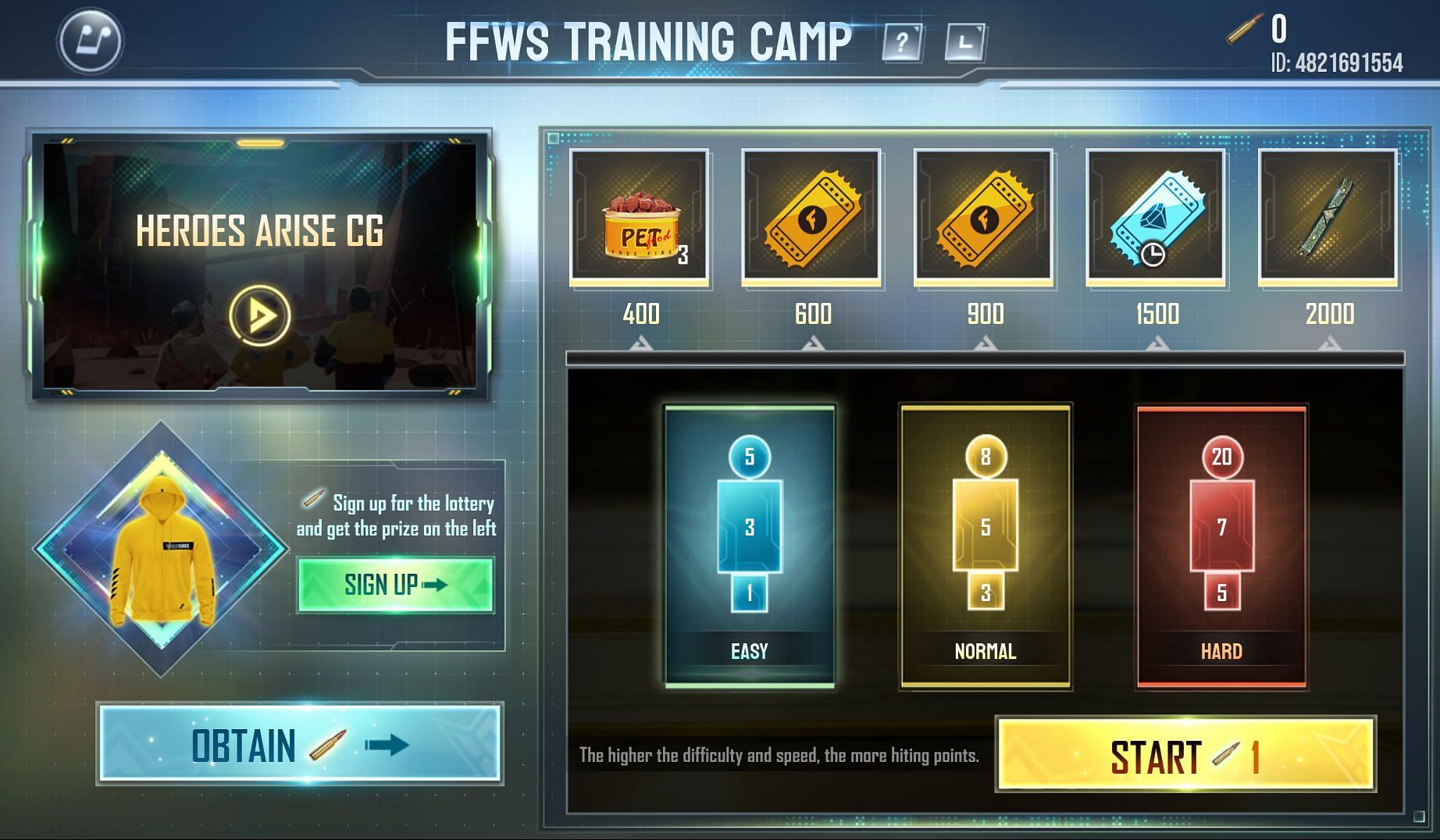 FFWS Training Camp offers multiple free items (Image via Garena)