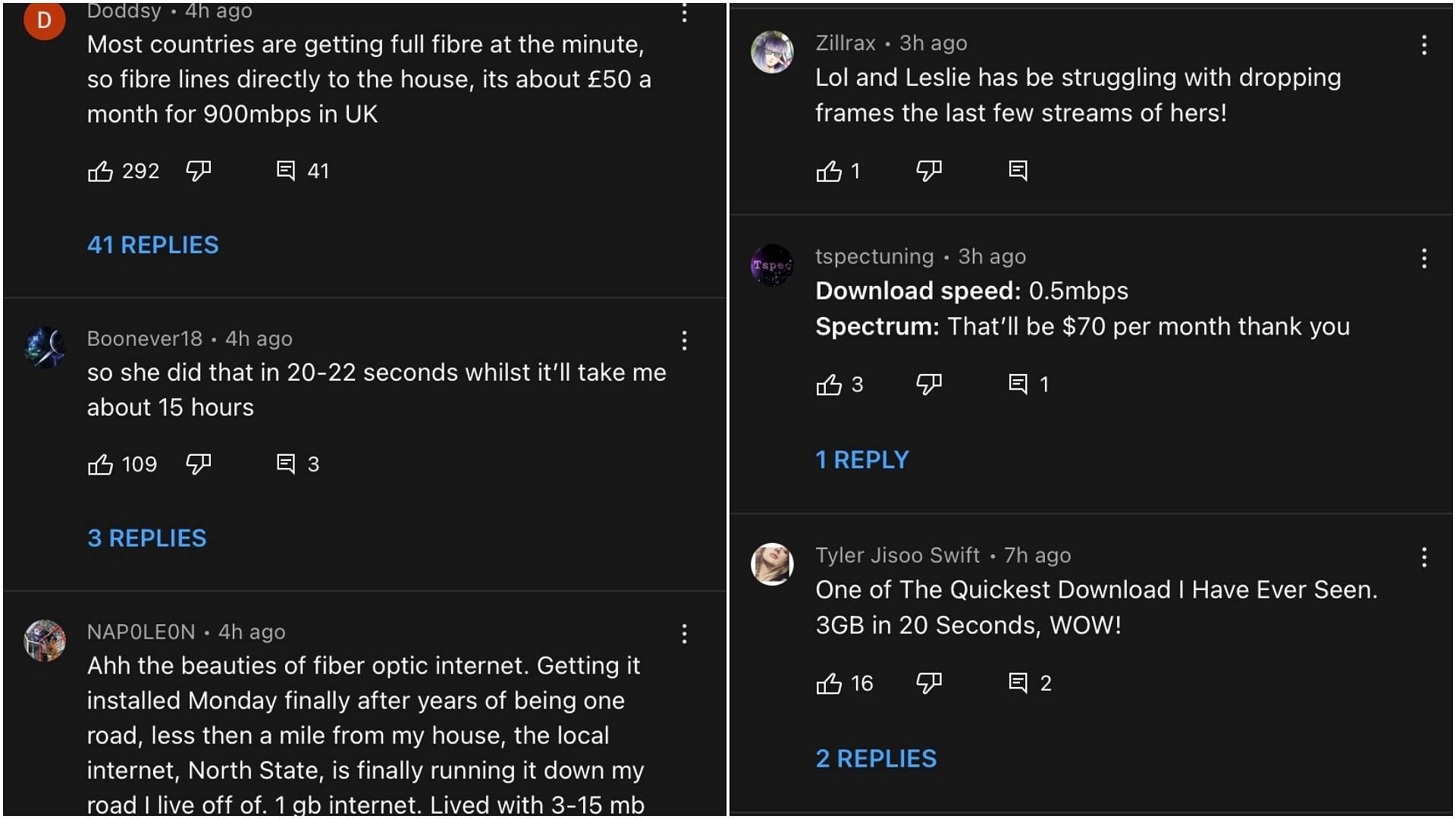 Fans could relate to how Fuslie reacted, saying they could only dream of the download speeds Rae has (Image via YouTube)