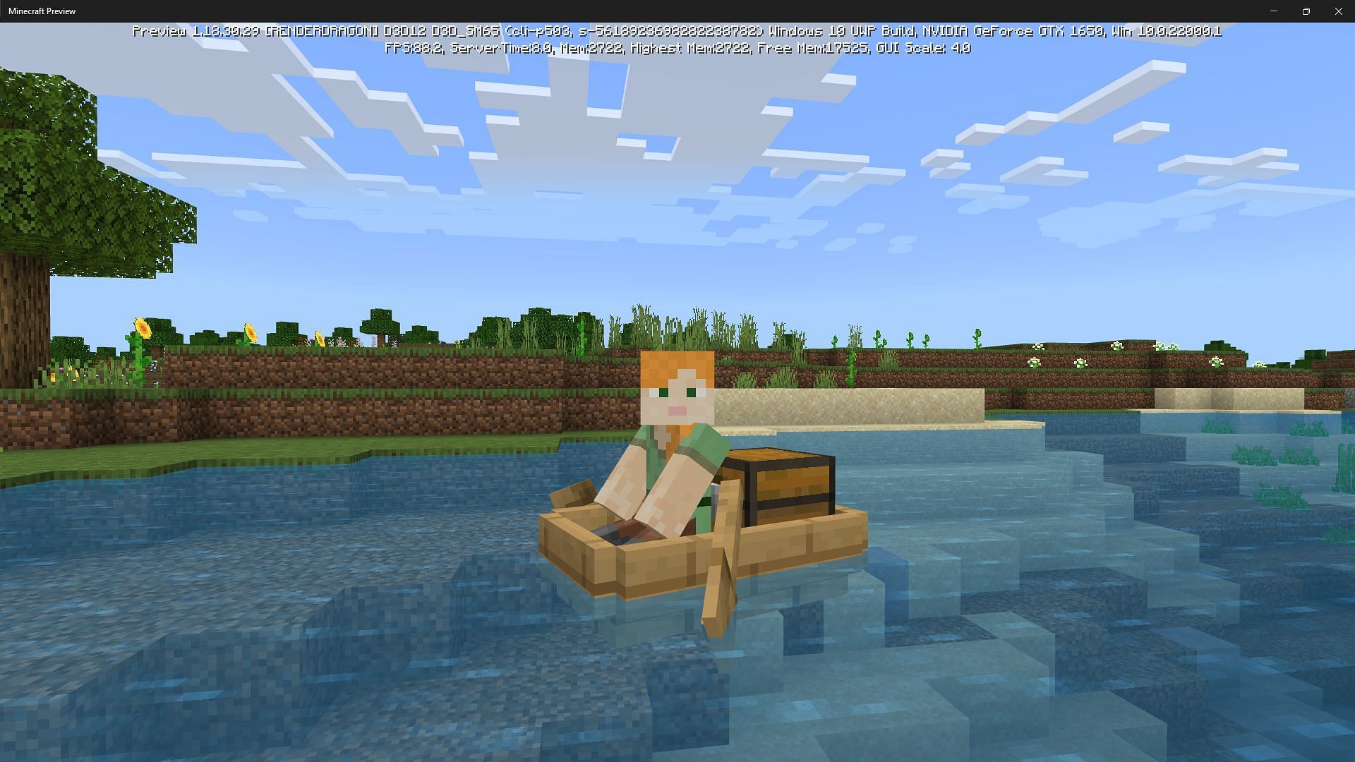 A boat with a chest (Image via Mojang)