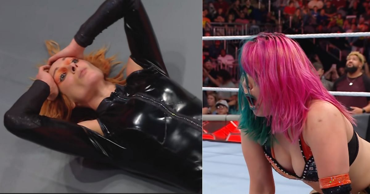 Becky Lynch and Asuka after their match on RAW.