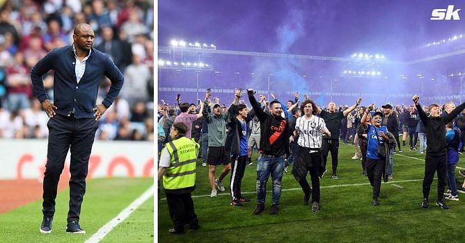 WATCH: Patrick Vieira kicks Everton fan to the ground during pitch invasion at Goodison Park after dramatic Crystal Palace defeat