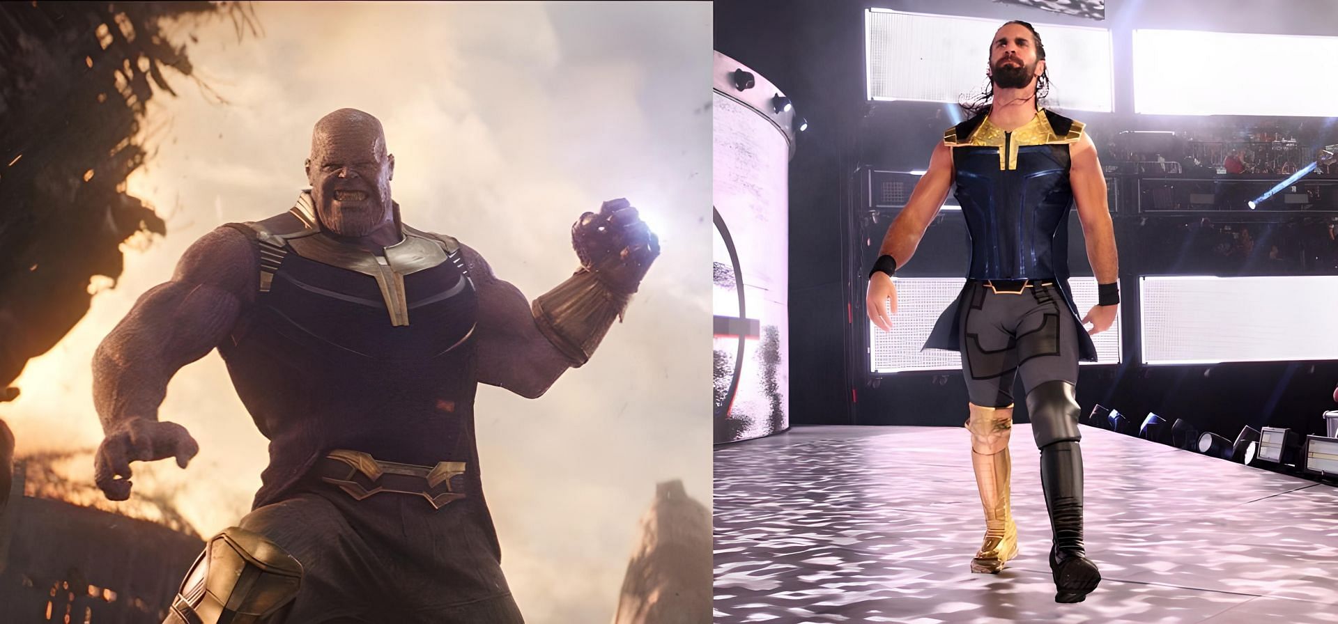 Seth Rollins shows the shades and threads of Thanos.
