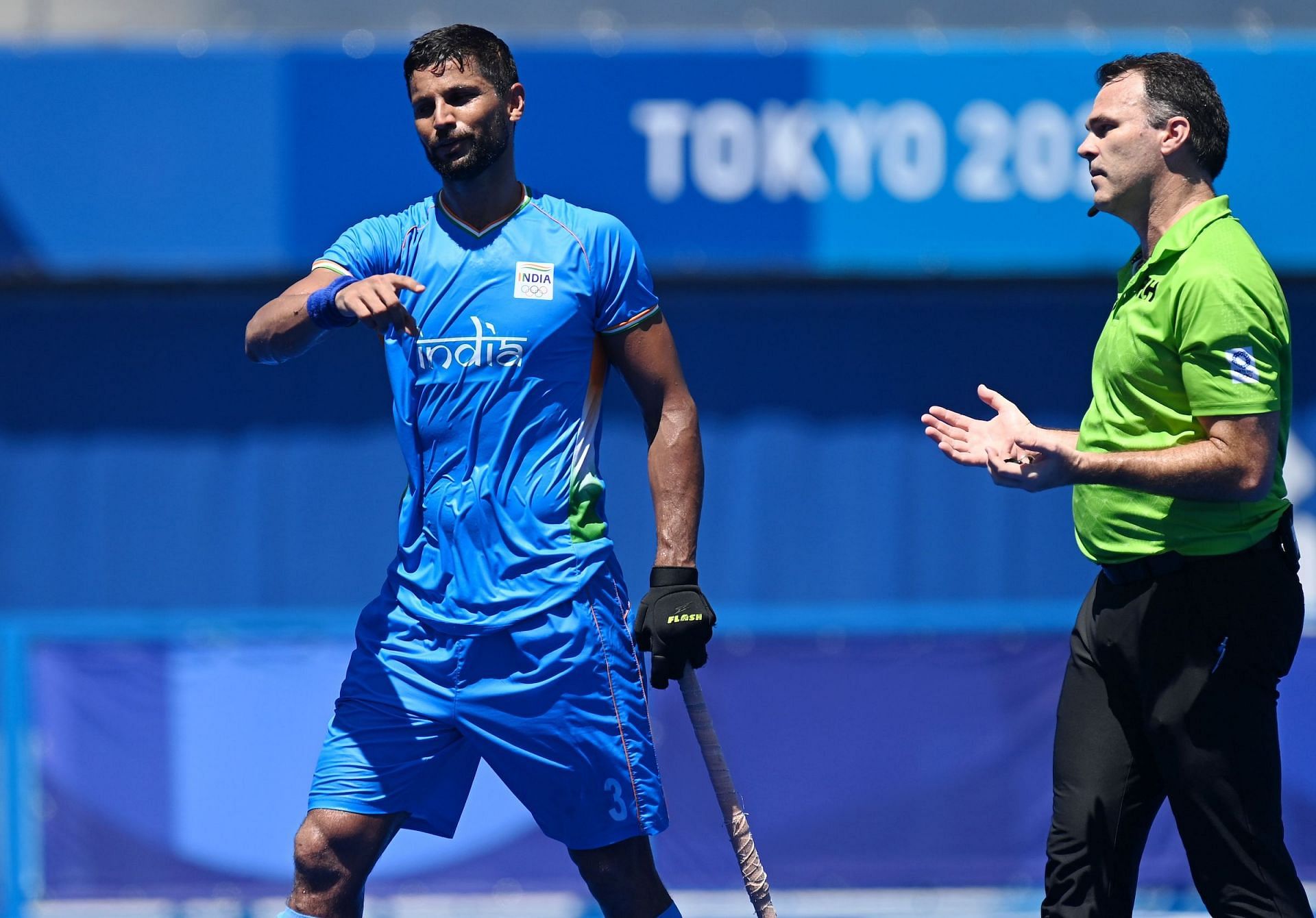 India&#039;s Rupinder Pal Singh at the Tokyo Olympics. (PC: Hockey India)