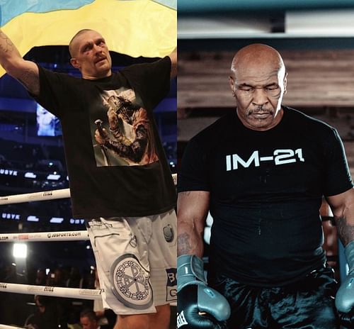 Oleksandr Usyk (left), Mike Tyson (right)