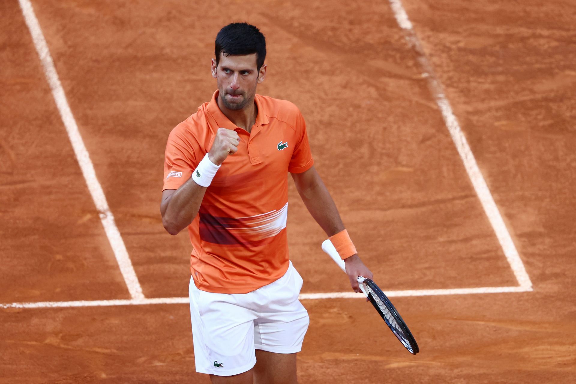 Novak Djokovic in action during the Mutua Madrid Open - Day Ten