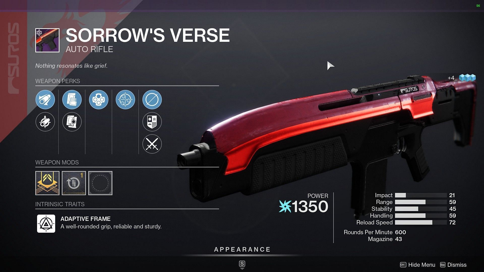 Sorrow&#039;s Verse this week in Xur&#039;s inventory (Image via Destiny 2)