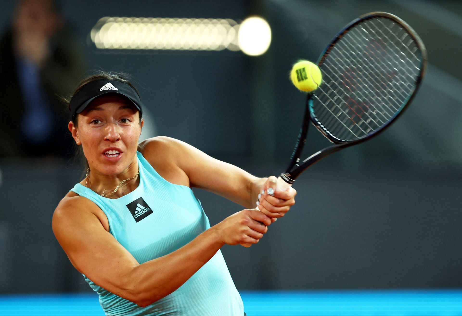 Jessica Pegula in action at the Madrid Open