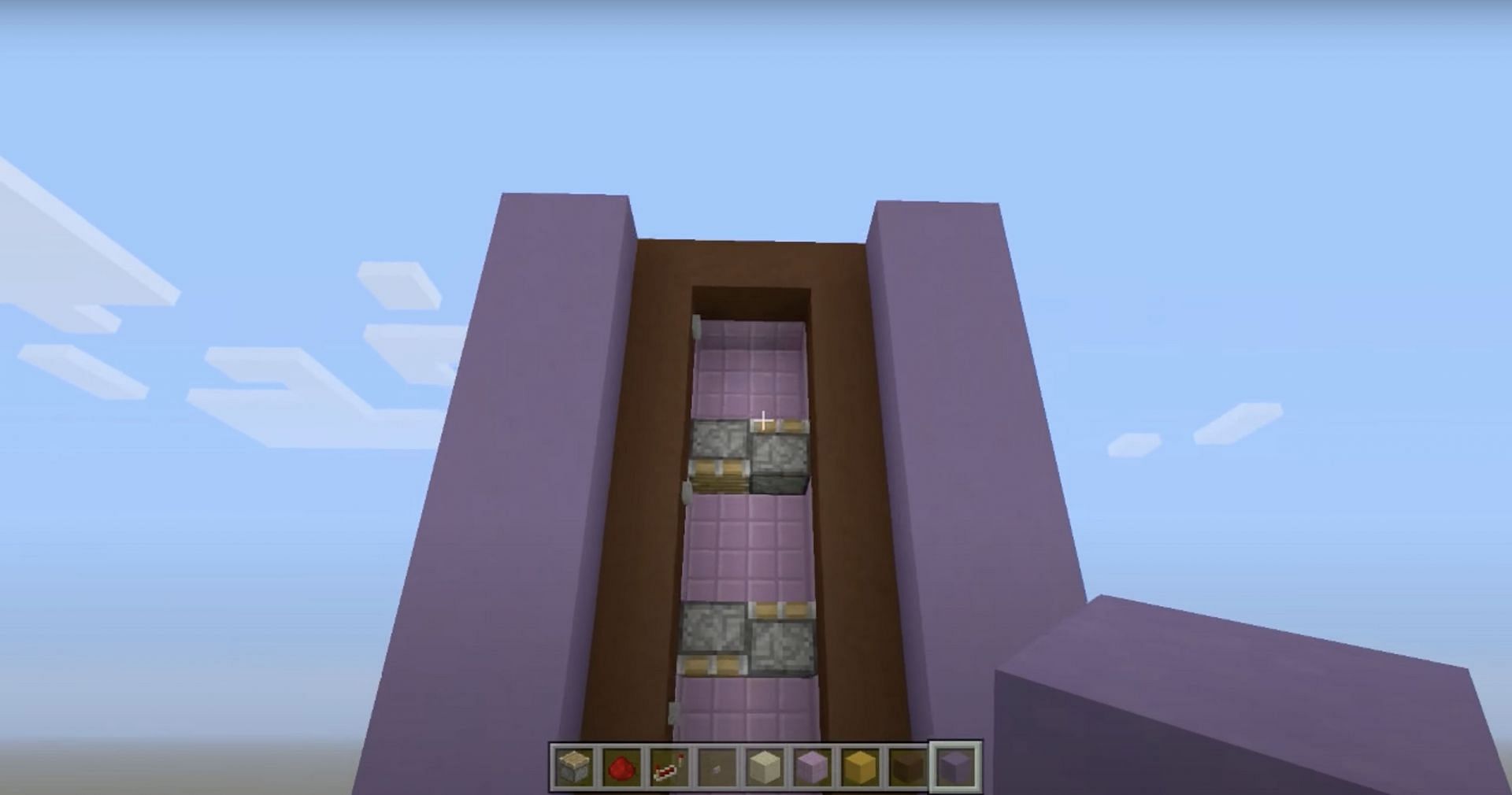 Minecraft players can clean up their design or just ride the elevator (Image via Fed X Gaming/YouTube)