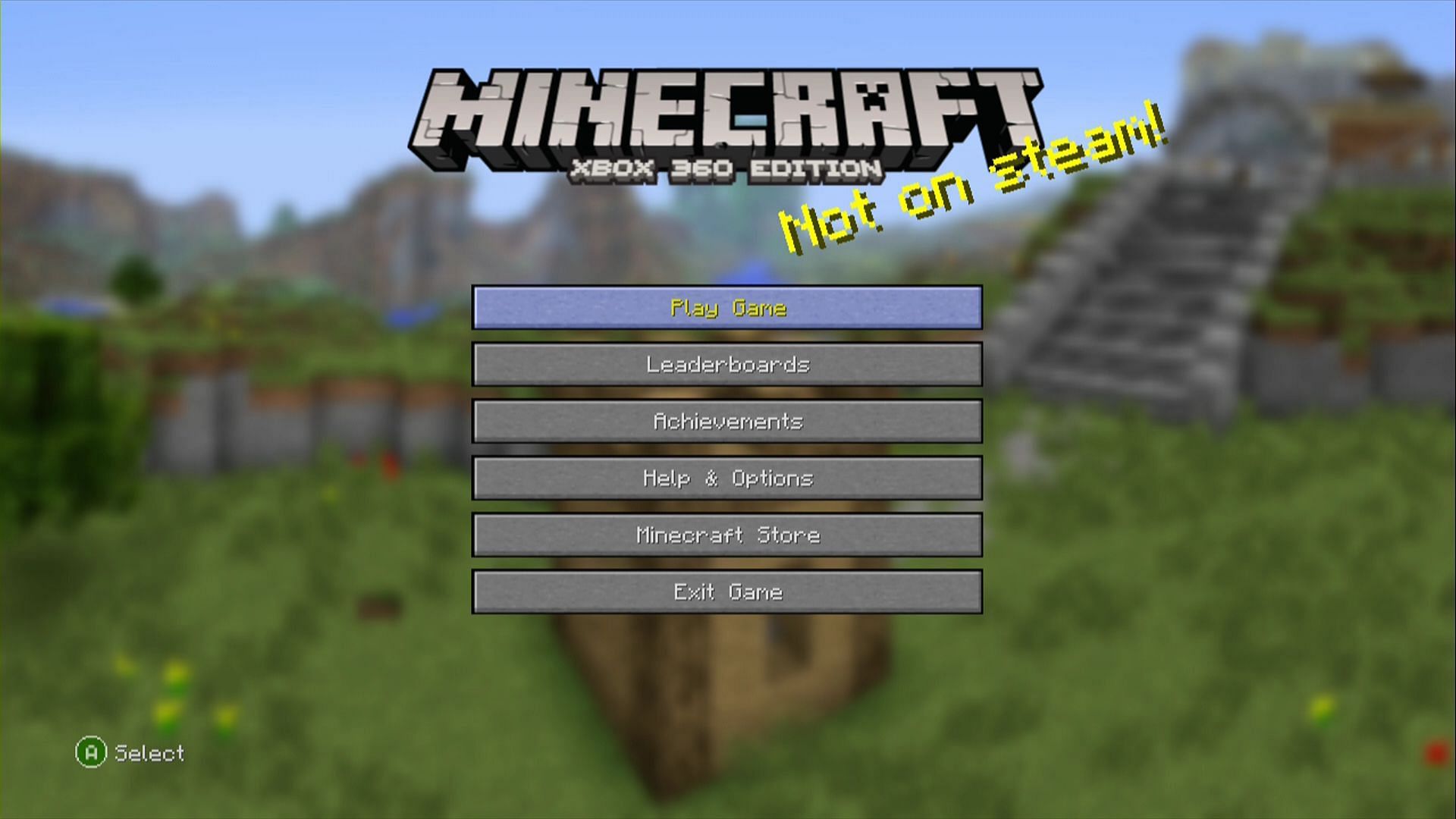 The Minecraft main menu, with a controller attached (Image via Minecraft)