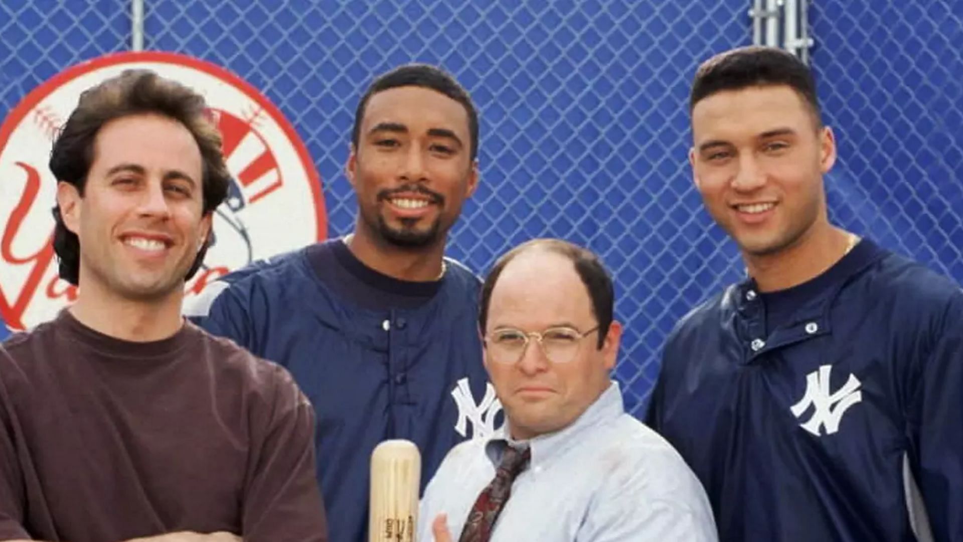 Hitting, it's not about muscle - Derek Jeter and Bernie Williams  receive batting tips from George Costanza in a hilarious clip from Seinfeld