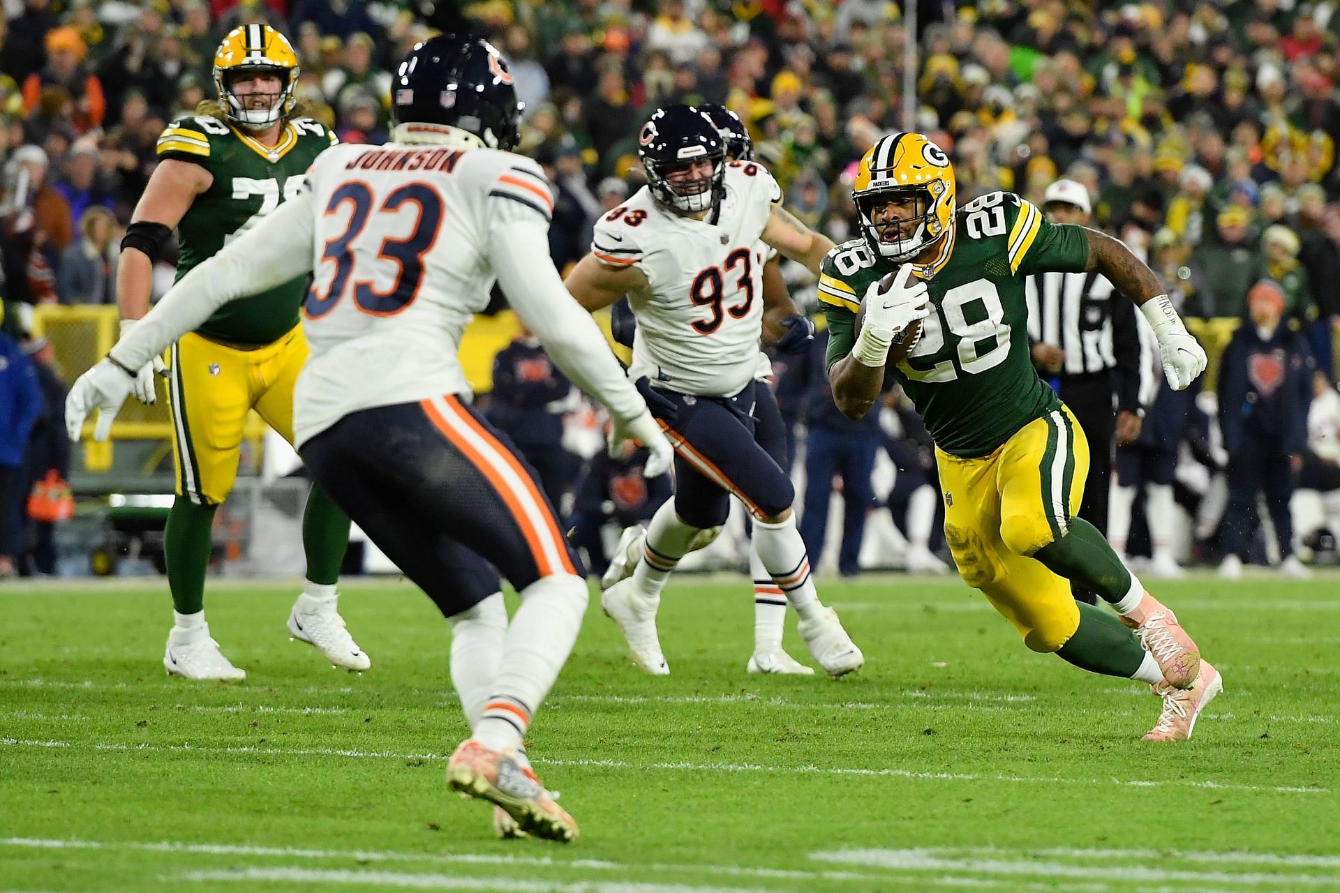 The Bears and Packers at Lambeau Field on a Sunday night is a recipe for entertainment