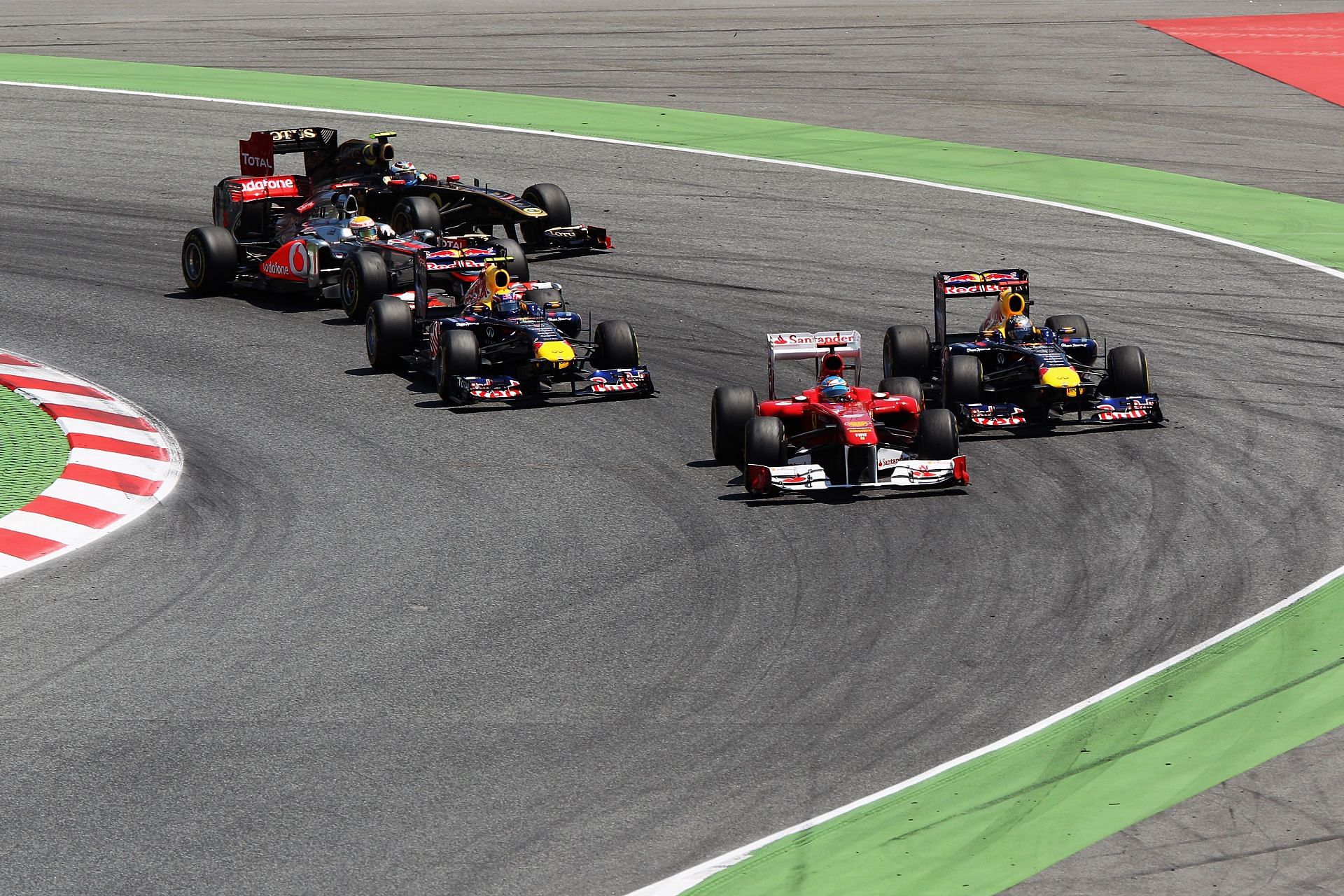 Fernando Alonso blitzed past both the Red Bulls and the McLaren of Lewis Hamilton