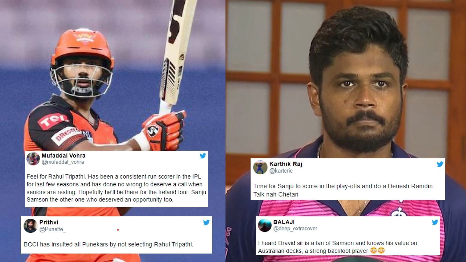 Rahul Tripathi (L) and Sanju Samson have done all that they possibly could have to get into the Indian team. (P.C.:iplt20.com)