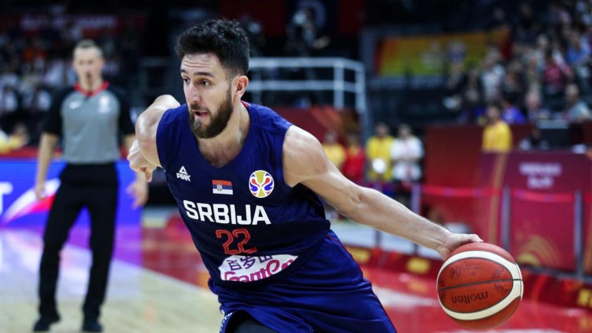 Vasilije Micic in action for the Serbian national team