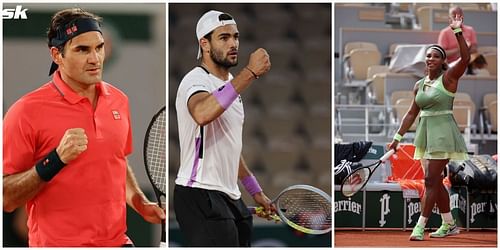 From L-R: Roger Federer, Matteo Berrettini and Serena Williams.