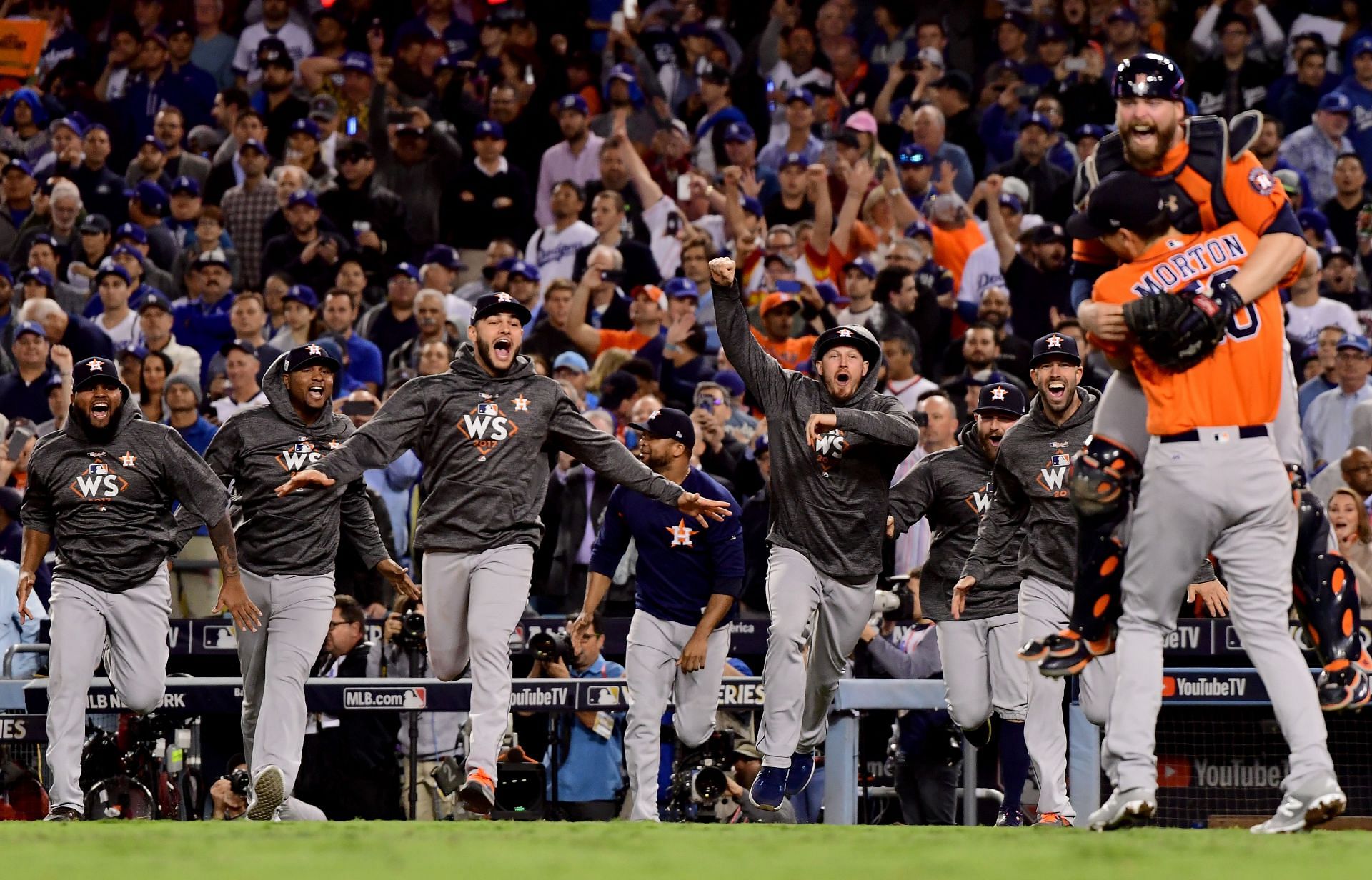 The Houston Astros celebrate their 2017 World Series win