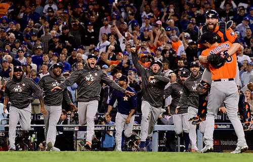 The Houston Astros celebrate their 2017 World Series win