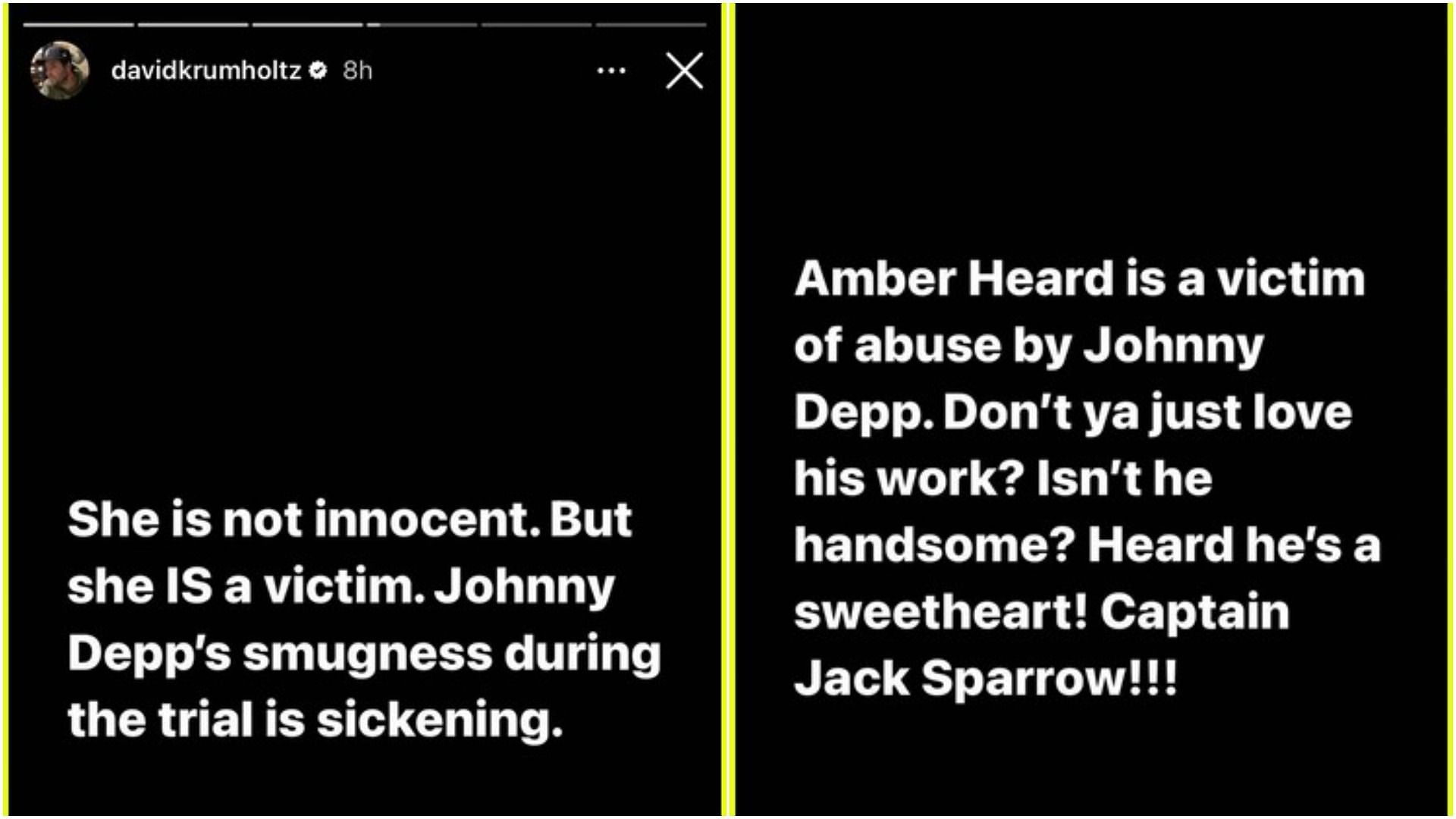 David Krumholtz supports Amber Heard (Image via davidkrumholtz/Instagram)