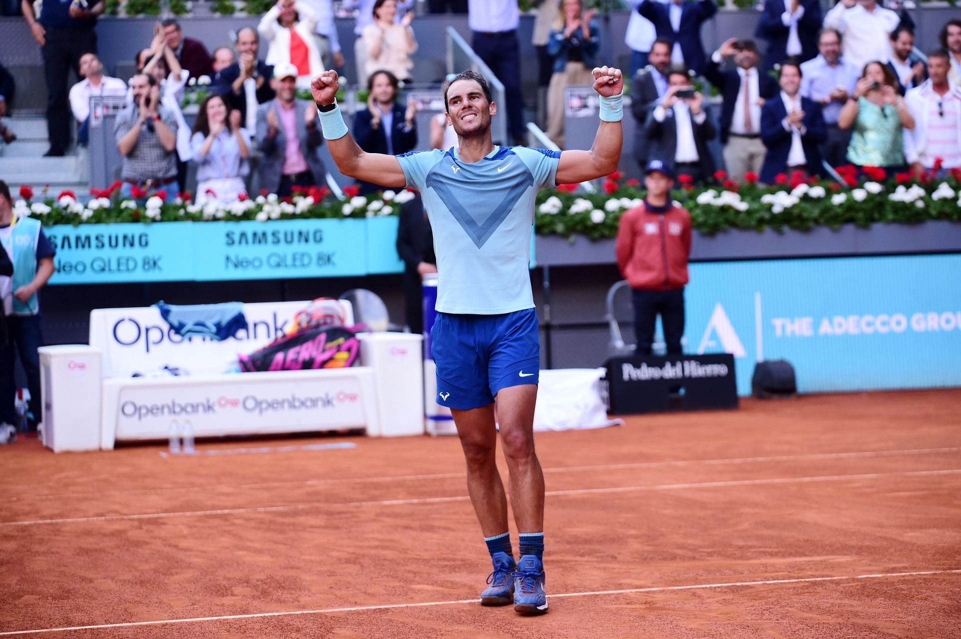 Rafael Nadal soaks in the crowd adulation at the Mutua Madrid Open