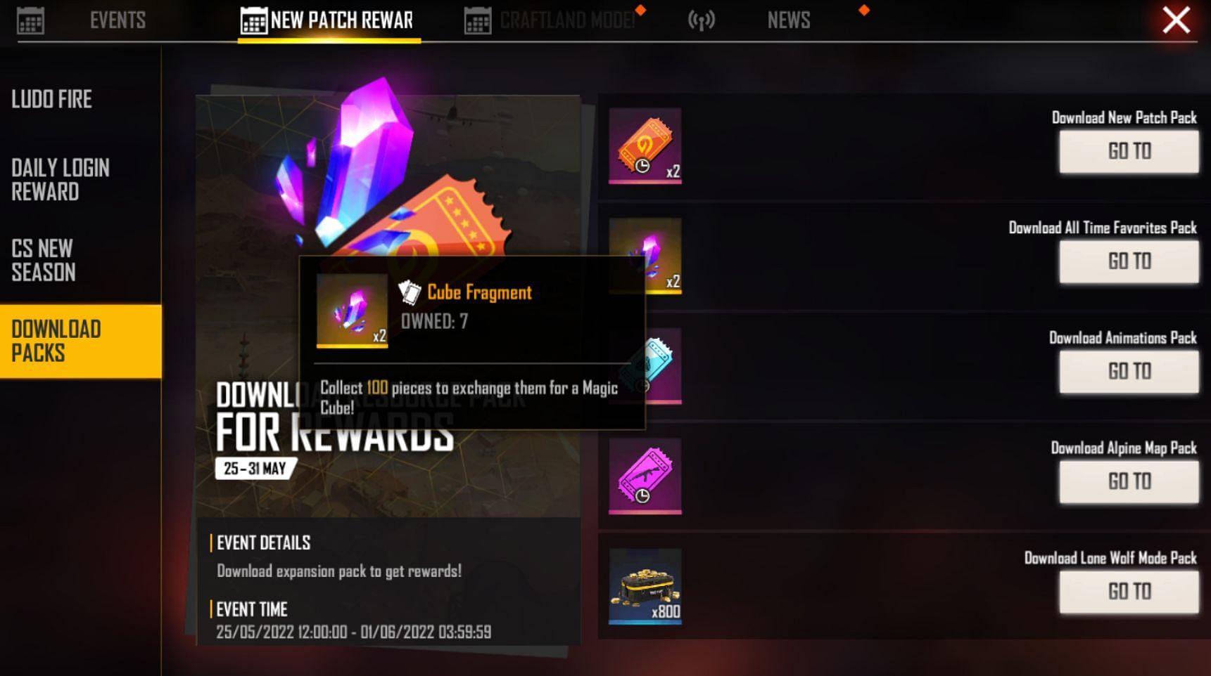 Users can claim two cube fragments in Free Fire MAX right now (Image via Garena)