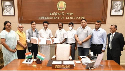 All India Chess Federation President Sanjay Kapoor and Secretary Bharat Singh Chauhan signed a MoU with the Tamil Nadu Government for the upcoming Chess Olympiad in Chennai on Saturday. (Pic credit: AICF)