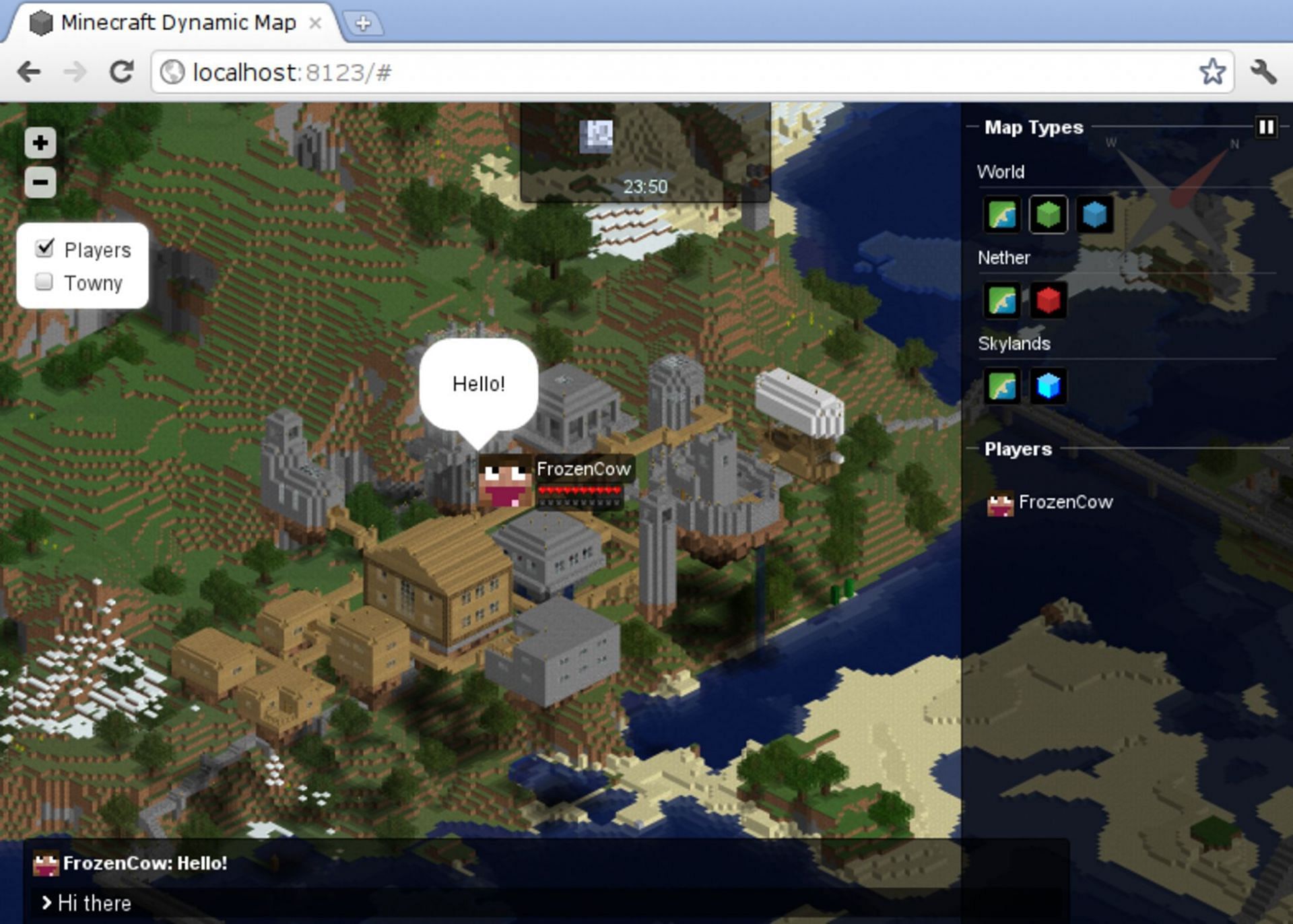 Dynamap creates a browser-friendly live map of a player&#039;s worlds and players (Image via Mikeprimm/CurseForge)