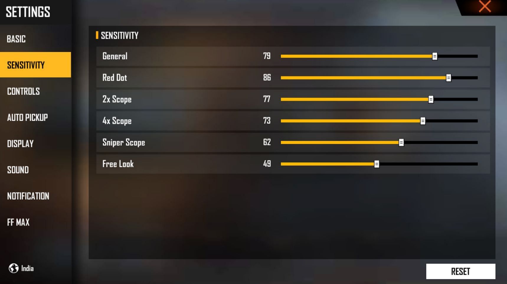 Suitable &quot;Sensitivity&quot; adjustments for low-end PCs (Image via Garena)