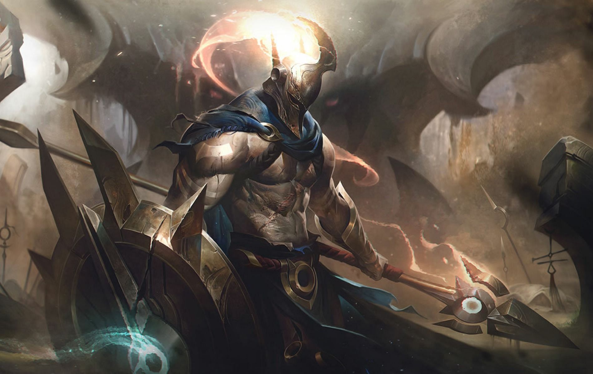 Pantheon&rsquo;s League of Legends Ashen Knight skin might be on the cards in future updates (Image via Riot Games)
