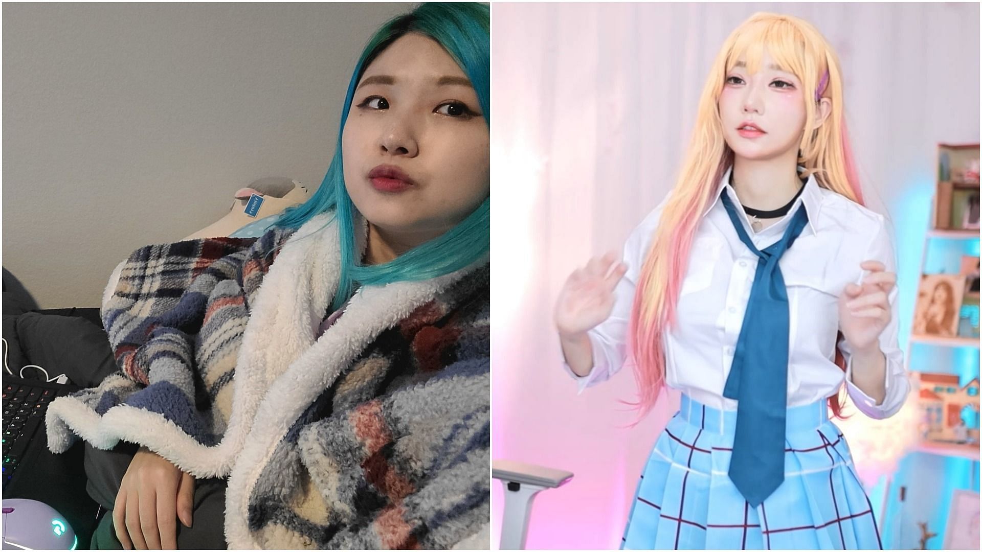 HAChubby was surprised when popular Korean streamer Magenta recognized her (Images via HAChubby and Magenta/Twitch)