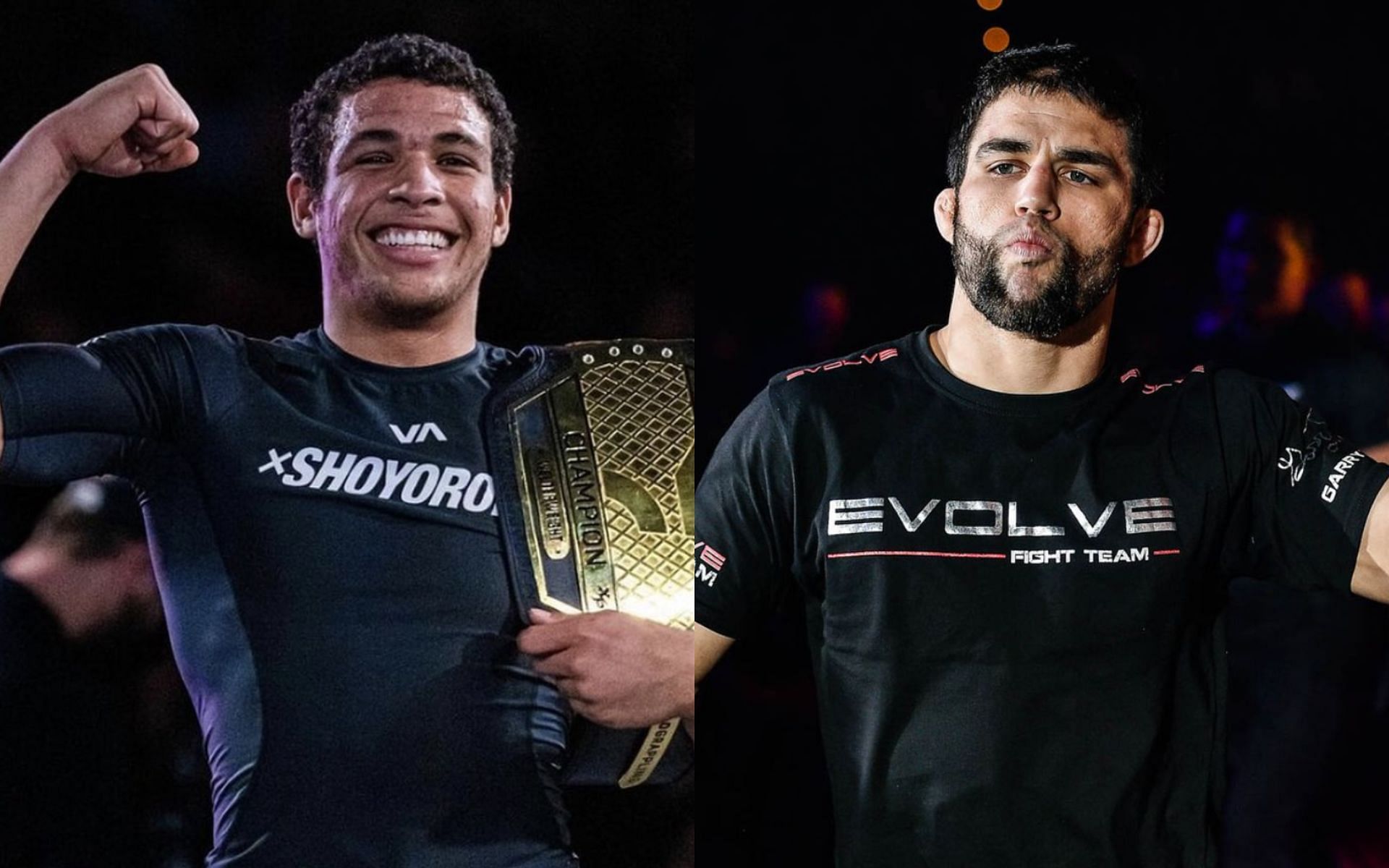 Garry Tonon (right) has high praise for Tye Ruotolo (left) and brother Kade. [Photos ONE Championship, Ruotolo brothers Instagram]