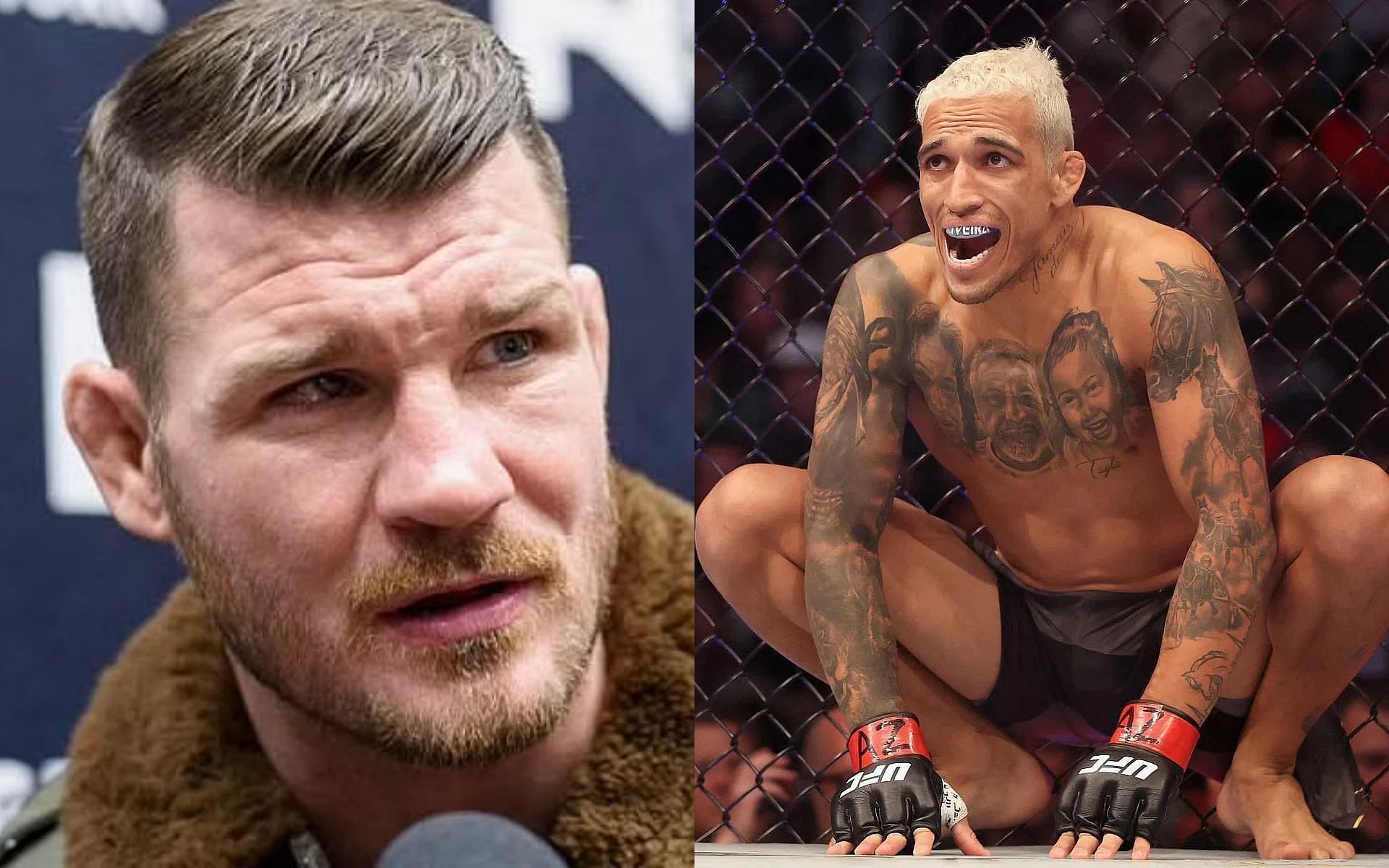 Michael Bisping (left) and Charles Oliveira (right)