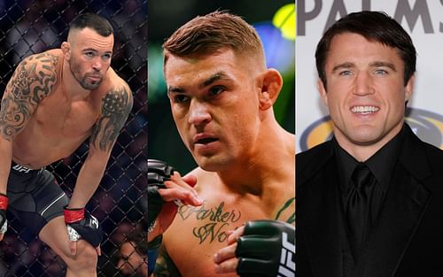 Colby Covington (left); Dustin Poirier (center); Chael Sonnen (right)