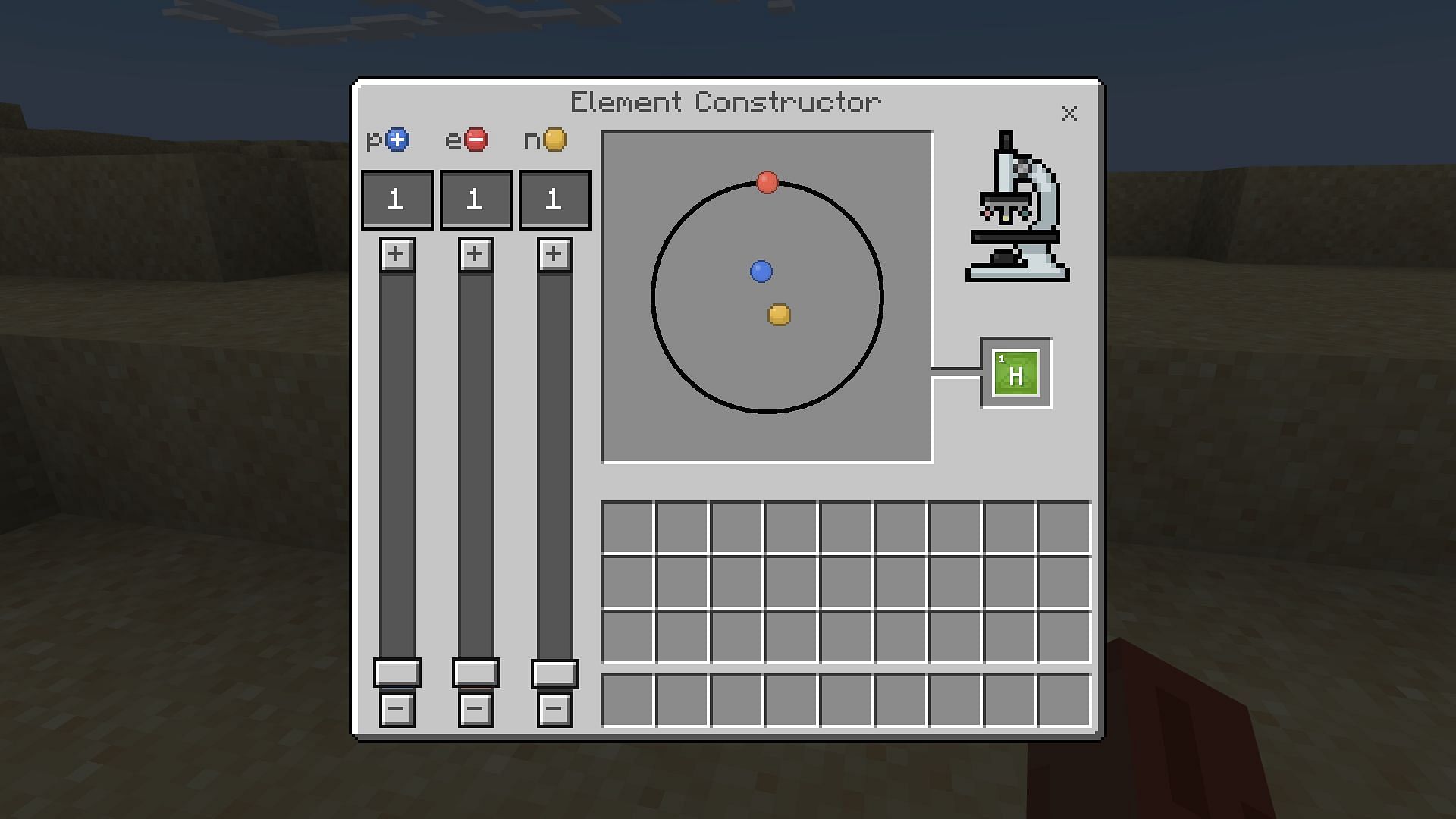 The element constructor being used (Image via Minecraft)