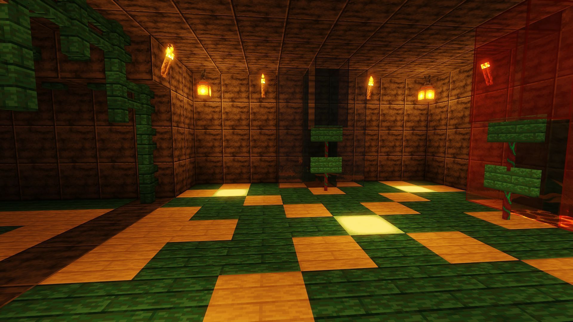 An example of a deep base entrance with water elevators (Image via Minecraft)