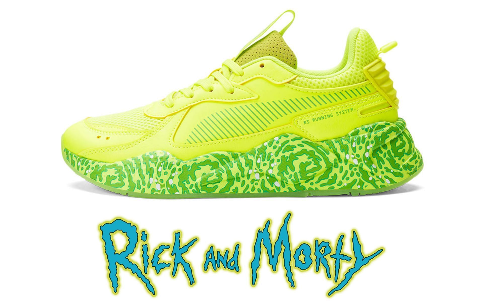 Rick and Morty X PUMA RS-X shoes (Image via Sportskeeda)