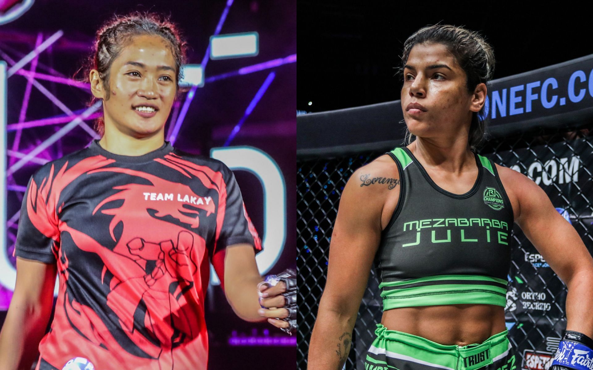 Jenelyn Olsim (left) is hungry to get a win against Julie Mezabarba (right). [Photos ONE Championship]