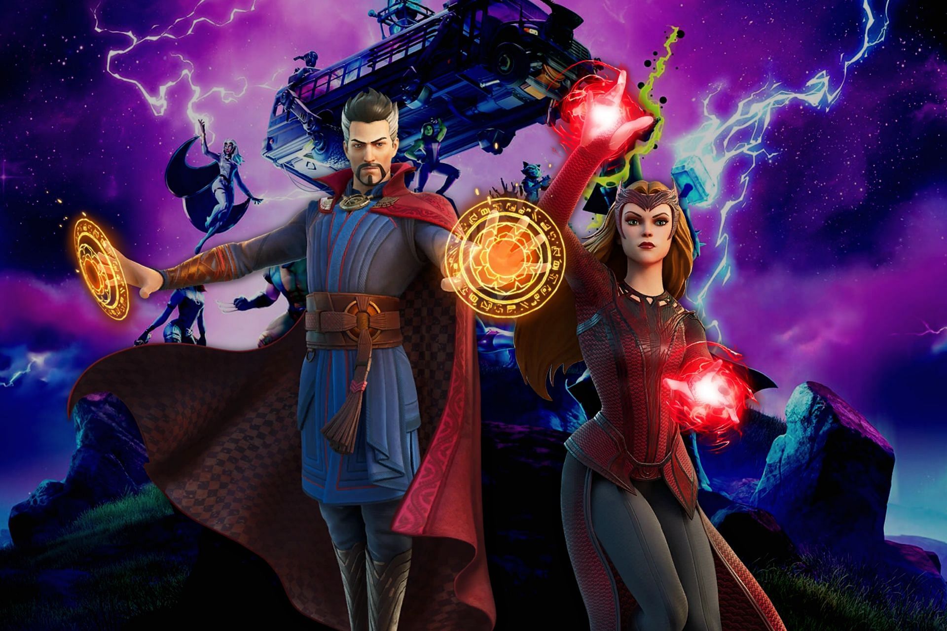 A Fortnite player recently made an artwork about Dr. Strange and Scarlet Witch (Image via Sportskeeda)