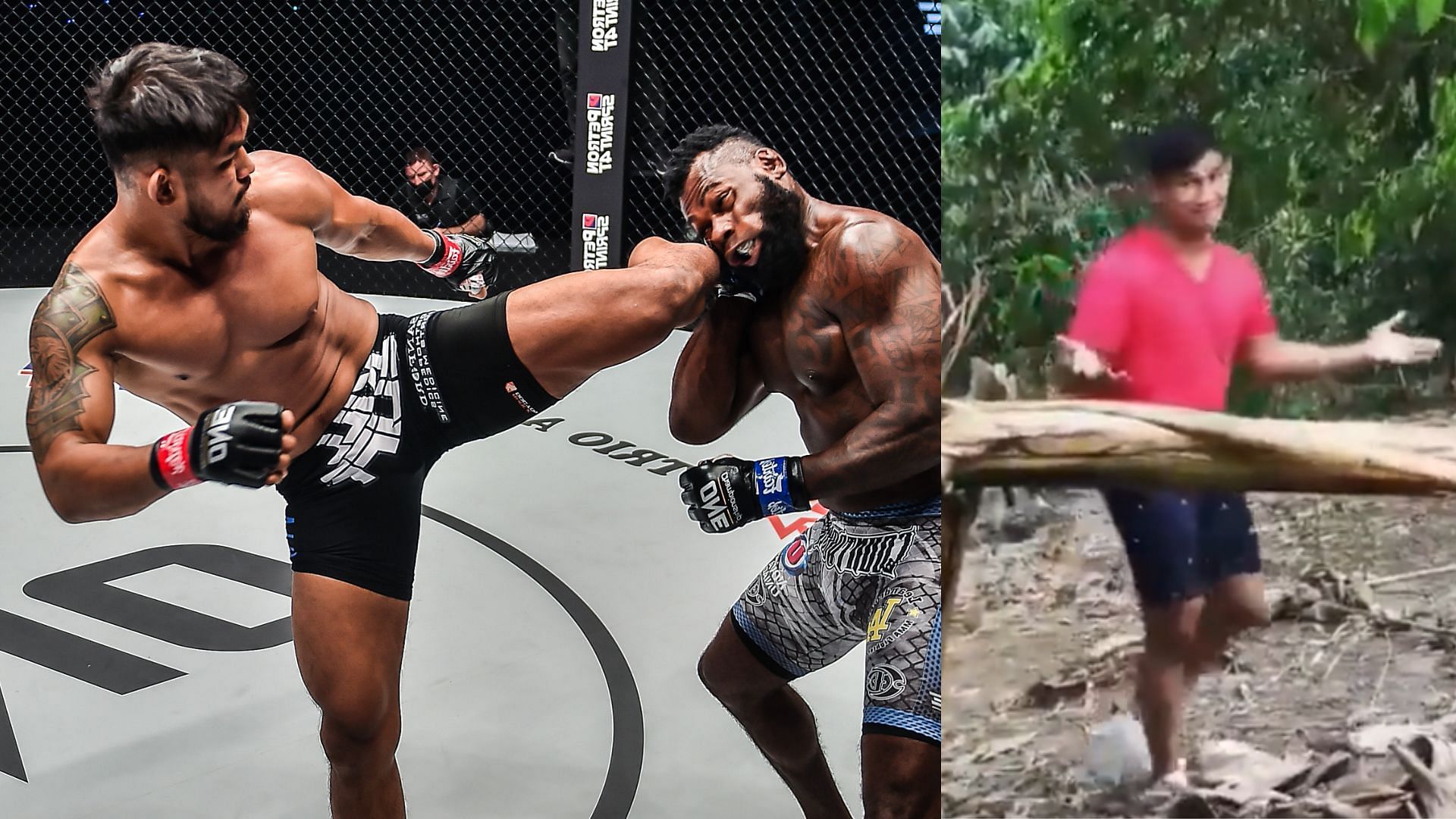 Aung La N Sang vs. Leandro Ataides (left) [Photo credits: ONE Championship and @ONEChampionship on Twitter]