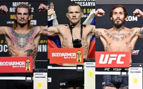 Sean O'Malley (Left), Petr Yan (Middle), and Marlon Vera (Right) (Images courtesy of Getty)