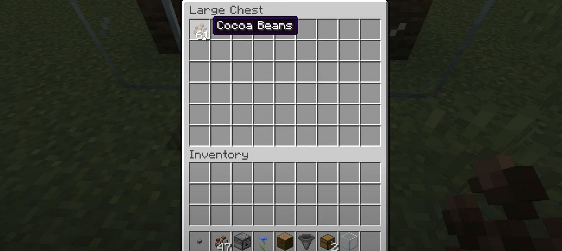 Minecraft players can go to the chest any time to collect their cocoa beans (Image via NaMiature/YouTube)