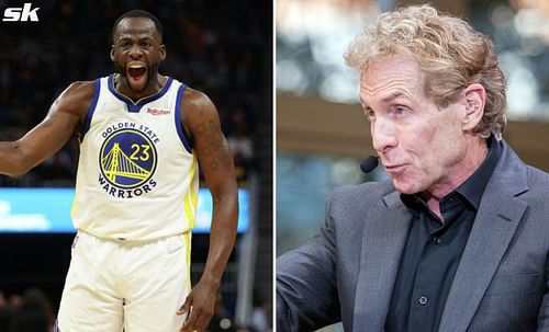 Golden State Warriors forward Draymond Green (L) and Fox Sports analyst Skip Bayless (R)