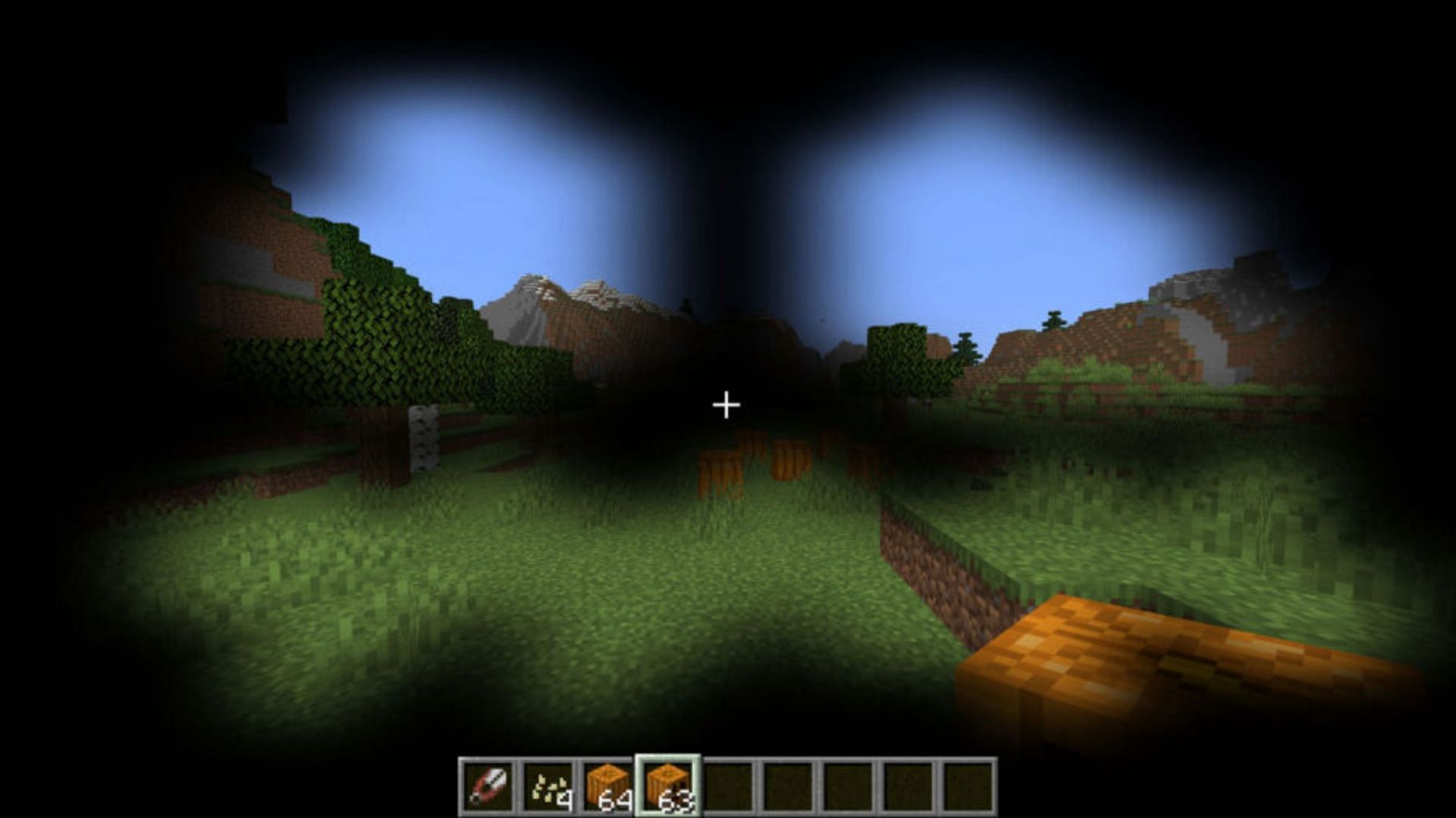Players in a carved pumpkin helmet can stare directly at endermen (Image via Mojang)