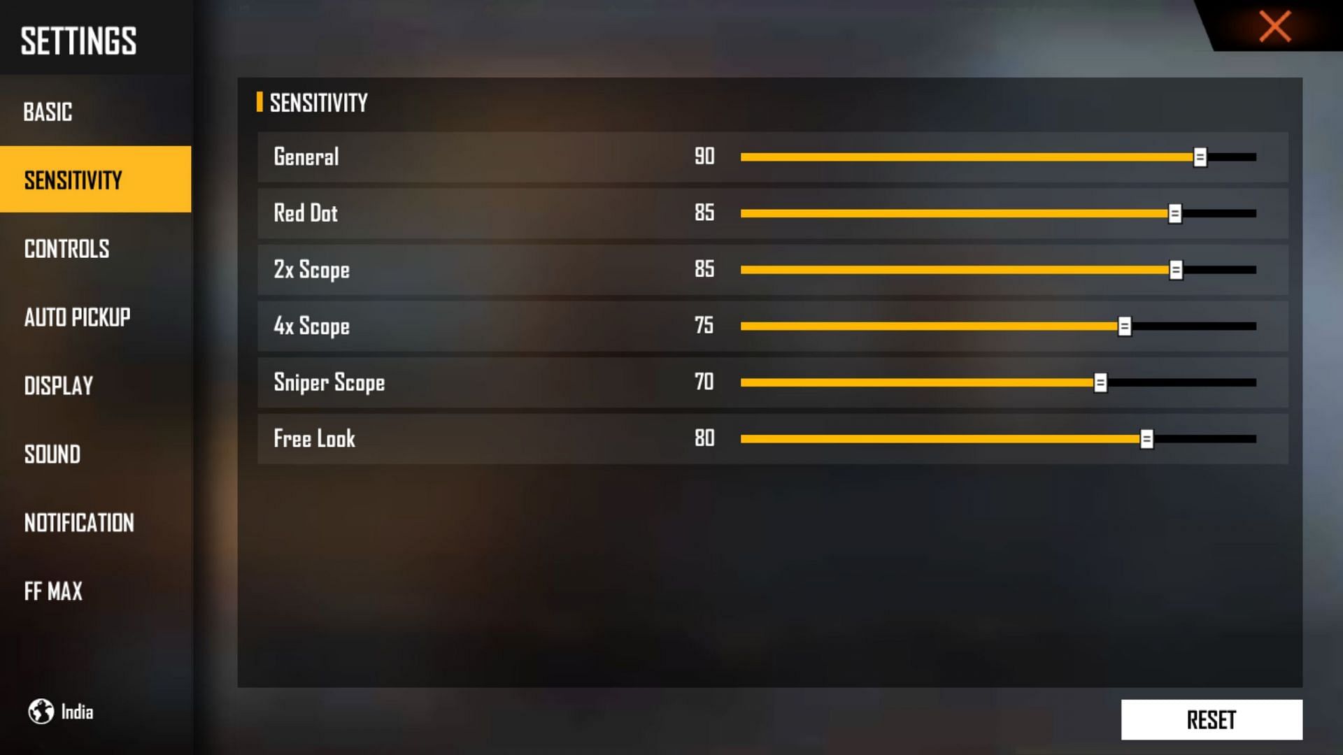 Here are the recommended sensitivity settings to use for getting headshots (Image via Garena)